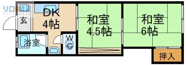 グリーンハイツ(2DK/2階)の間取り写真
