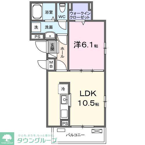 カーサ ビアンカ デュエ(1LDK/3階)の間取り写真