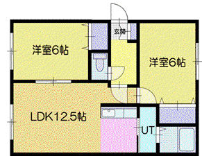 グリーンコート長都(2LDK/1階)の間取り写真