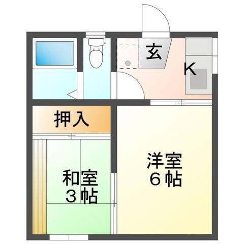 コーポ彩 B(2K/1階)の間取り写真