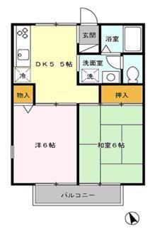 シャトル藤(2DK/1階)の間取り写真