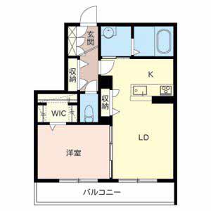 ラ・シゴーニュ ウエスト(1LDK/3階)の間取り写真
