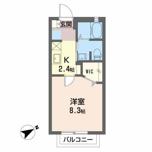 プランドールD(1K/1階)の間取り写真