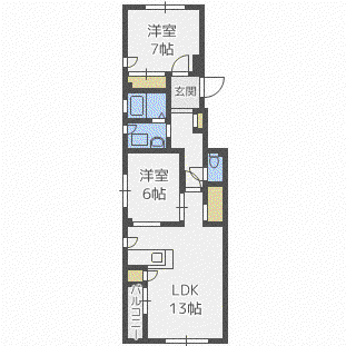 さくら月寒西(2LDK/2階)の間取り写真