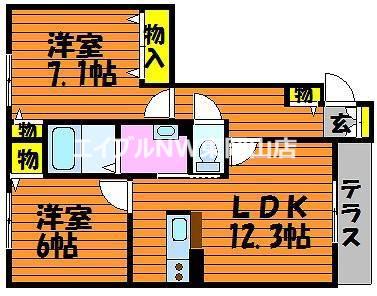 メゾン・ド・チドリ(2LDK/1階)の間取り写真