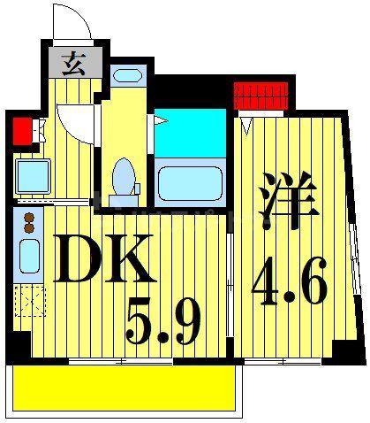 アンベリール亀有(1DK/6階)の間取り写真