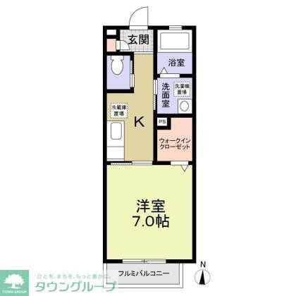 カーサ結(1K/1階)の間取り写真