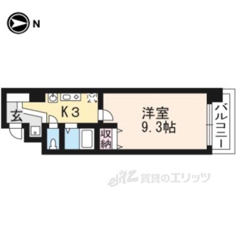 パサージュ二条城東(1K/2階)の間取り写真
