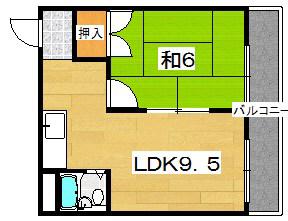 橋本金森マンション(1LDK/3階)の間取り写真
