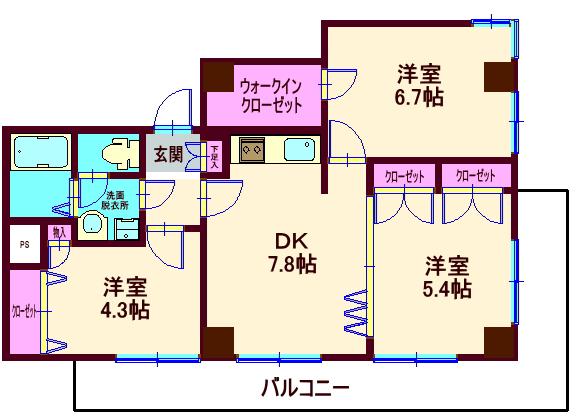 芙蓉コーポ(3DK/3階)の間取り写真
