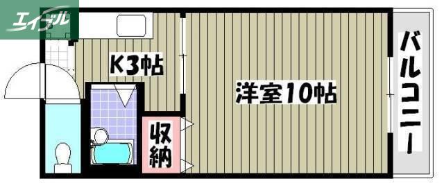 アジュール下中野(1K/4階)の間取り写真