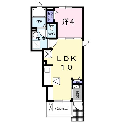 エアリーウッド(1LDK/1階)の間取り写真
