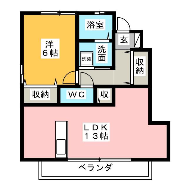 ローズコートS(1LDK/1階)の間取り写真
