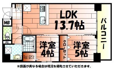 MYS CASETTE KOKURA(2LDK/10階)の間取り写真