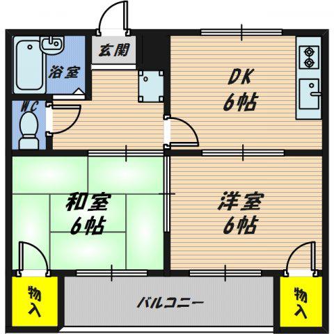 MKハイム(2DK/2階)の間取り写真