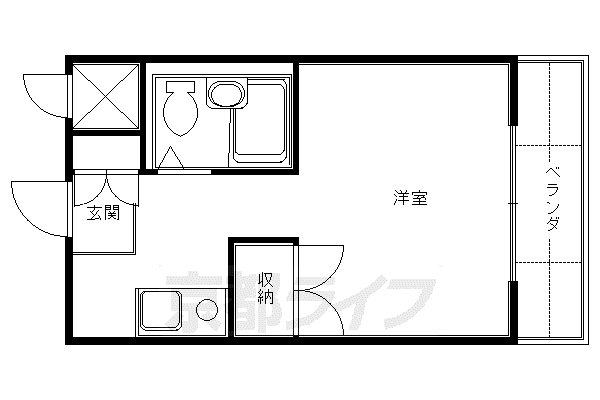 カーサ桃山(1K/3階)の間取り写真
