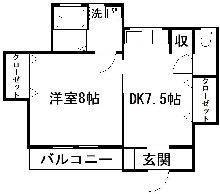 山田荘(1DK/1階)の間取り写真