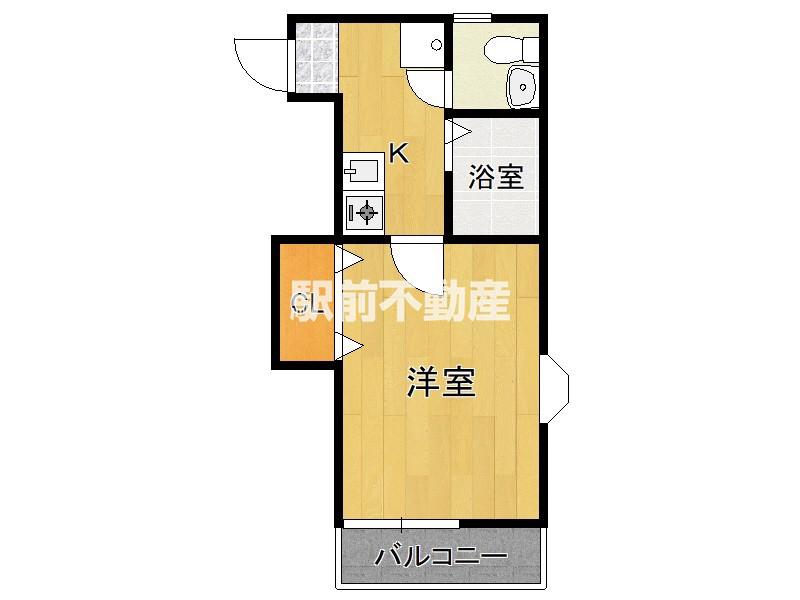 ハリーズ姪浜(1K/2階)の間取り写真