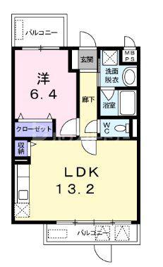 グレイス フローラ(1LDK/1階)の間取り写真