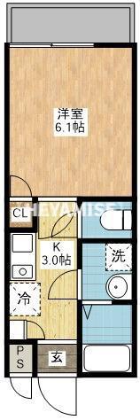 ヴィオラ東町I(1K/4階)の間取り写真