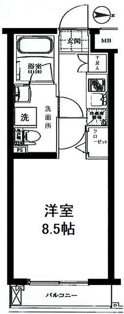 プレール・ドゥーク東雲II(1K/2階)の間取り写真