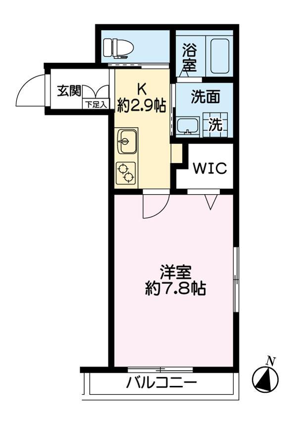 アジュールII(1K/2階)の間取り写真