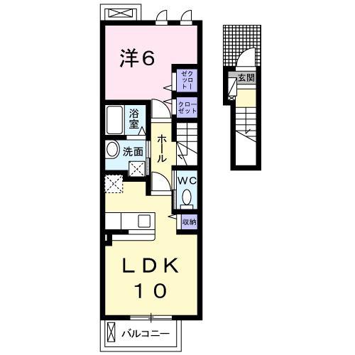 ルネス南小倉(1LDK/2階)の間取り写真