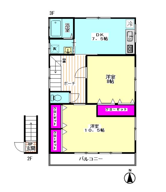 小岩ビル(2DK/3階)の間取り写真