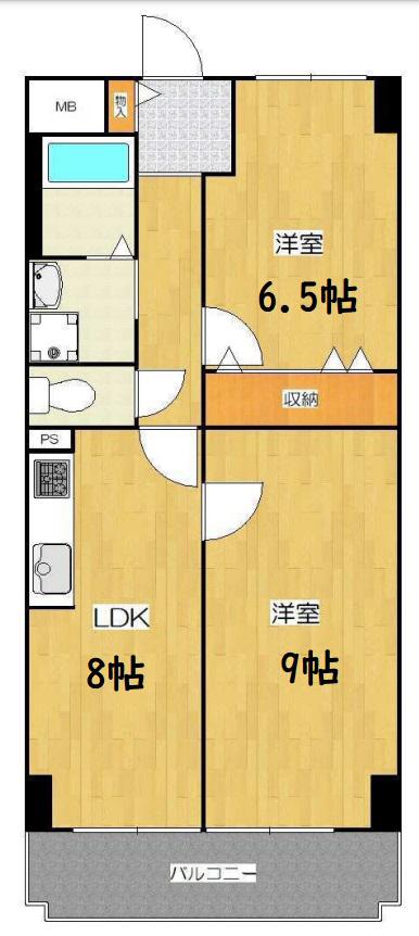 日生ロイヤルマンション高津(2LDK/13階)の間取り写真