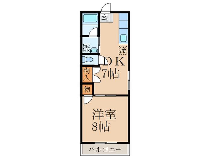 アゼル下里(1DK/1階)の間取り写真