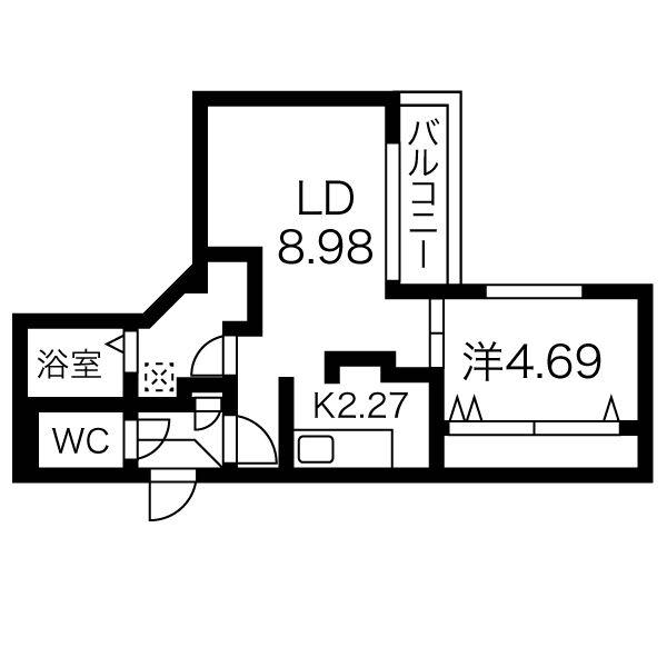 MOIWA VIEW(1LDK/3階)の間取り写真