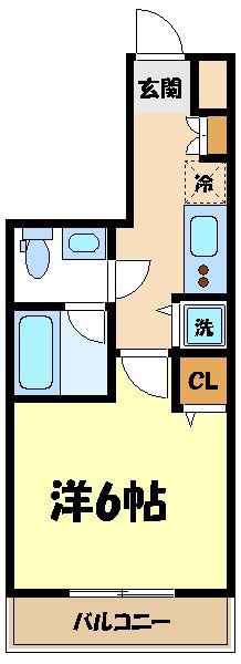 スカイコートパレス溝の口(1K/2階)の間取り写真