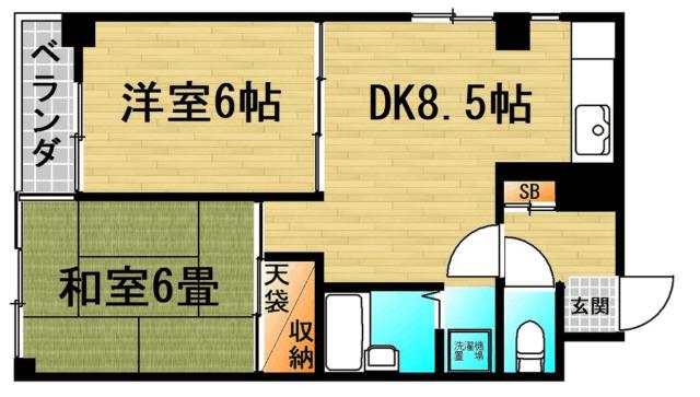 ドエル壹番館(2DK/7階)の間取り写真