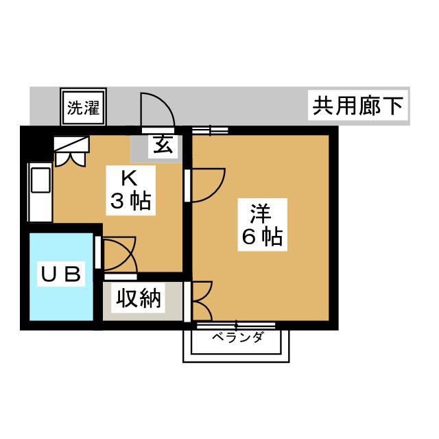 米山コーポ(1K/2階)の間取り写真