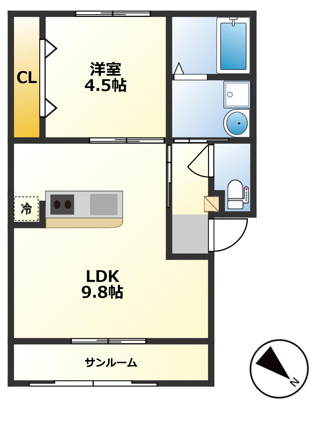 古川町アパート(1LDK/2階)の間取り写真