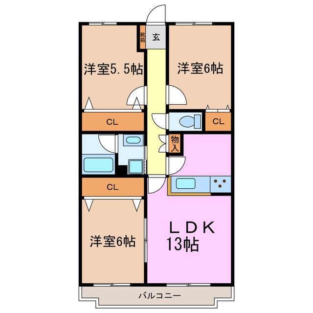 ユーストマ(3LDK/7階)の間取り写真