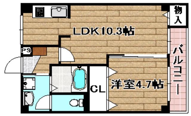 松原マンション(1LDK/3階)の間取り写真