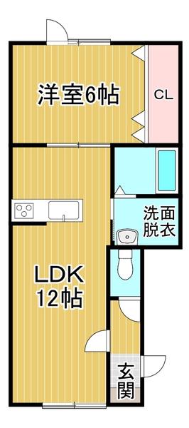 エマーブル(1LDK/2階)の間取り写真