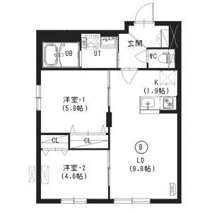 TERRACECHIHAYA(2LDK/3階)の間取り写真