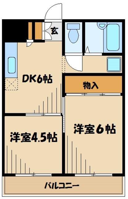 MBレジデンス(2DK/1階)の間取り写真