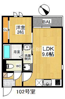 GRANDTIC PIERRE大橋(1LDK/1階)の間取り写真