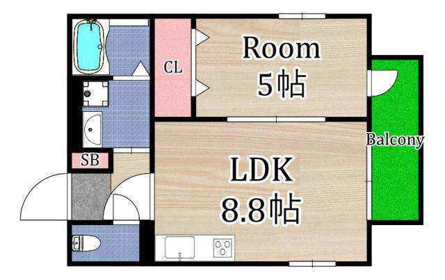 S APT.蒲生四丁目(1LDK/1階)の間取り写真