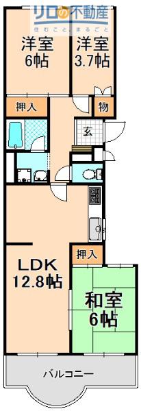 コスモハイツ瑞ケ丘A棟 306号(3LDK/3階)の間取り写真