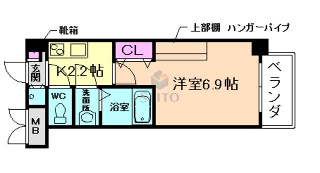 ウインズコート豊中曽根東(1K/7階)の間取り写真