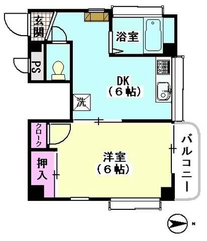 サンドミールフジ(1DK/1階)の間取り写真