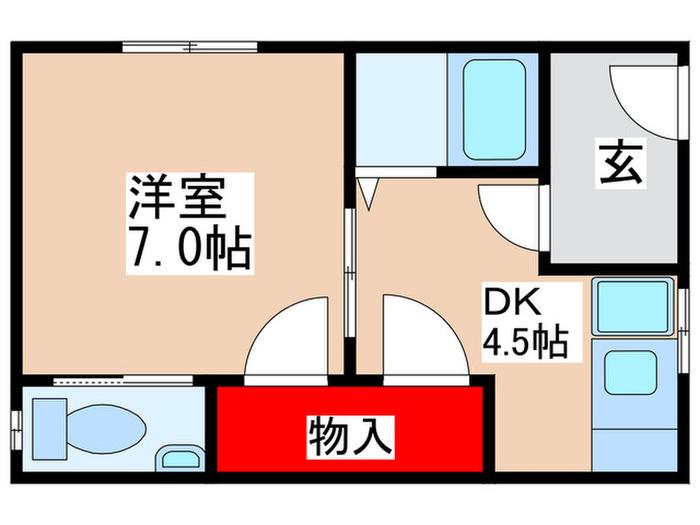 コスモスハイツ(1DK/3階)の間取り写真
