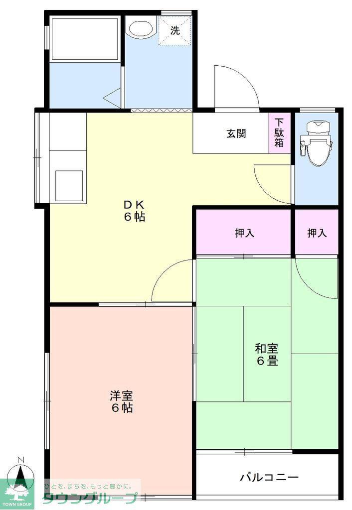 コーポ東(2DK/2階)の間取り写真