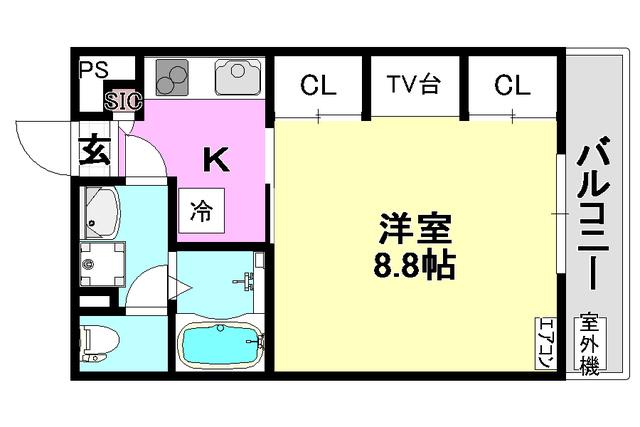 リブリ・ルクリスタル下穂積(1K/1階)の間取り写真