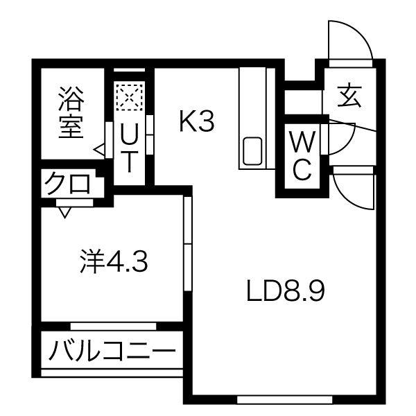 地下鉄東豊線 東区役所前駅 徒歩10分 4階建 築8年(1LDK/2階)の間取り写真