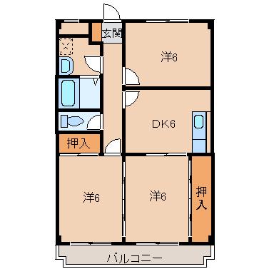 グレース吉田(3DK/3階)の間取り写真
